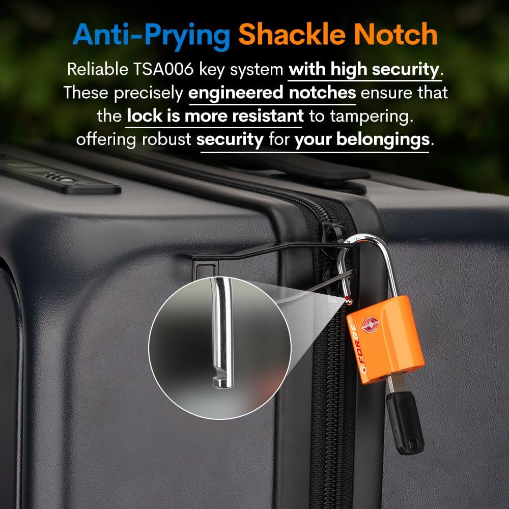 Orange 4 Pack TSA Approved Luggage Locks Ultra-Secure Dimple Key Travel Locks with Zinc Alloy Body