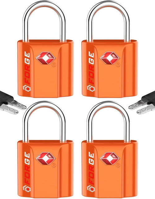 Load image into Gallery viewer, Orange 4 Pack TSA Approved Luggage Locks Ultra-Secure Dimple Key Travel Locks with Zinc Alloy Body
