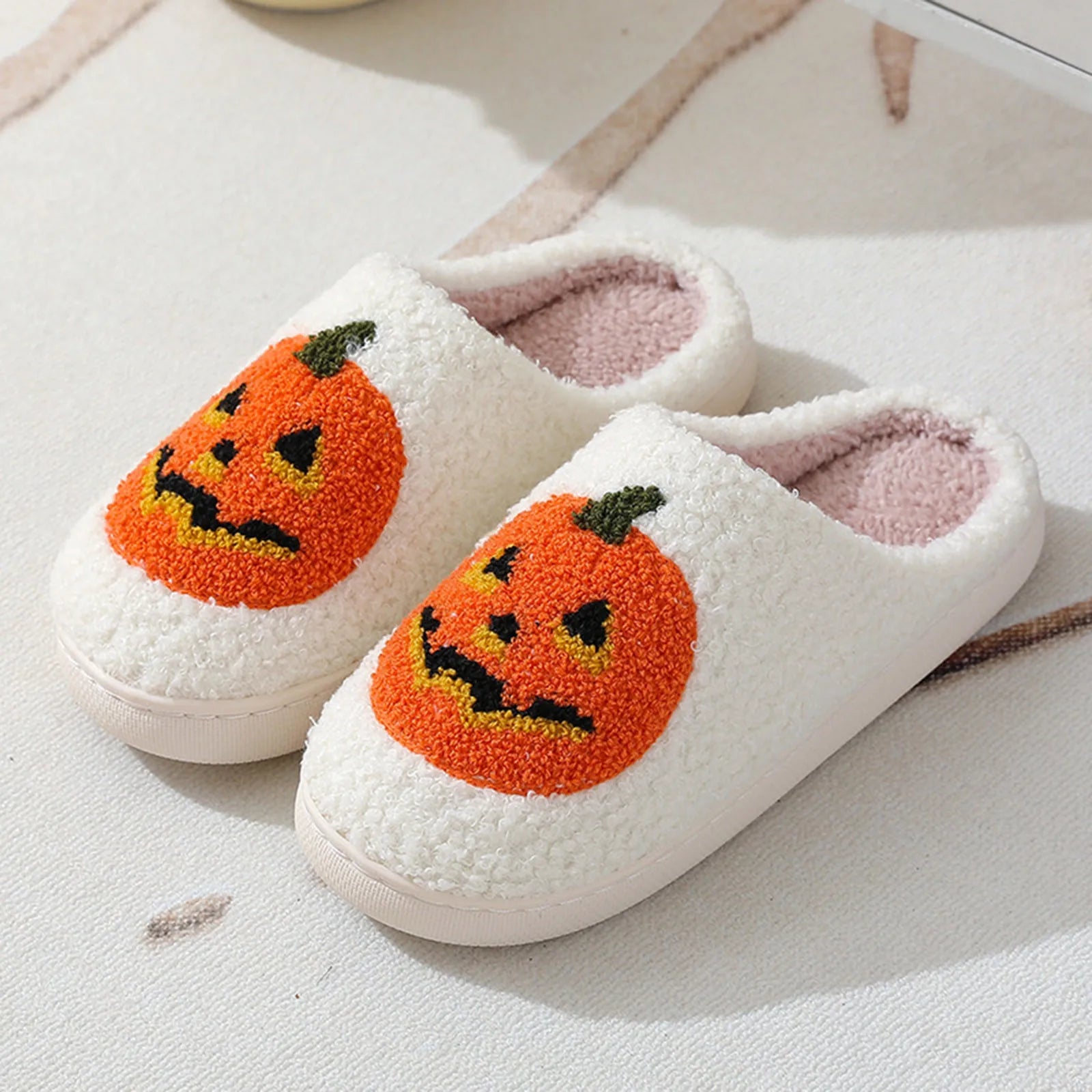 Halloween Slippers for Women Men Spooky Slides Soft Plush Fuzzy Slippers Slippers Indoor Outdoor Shoes