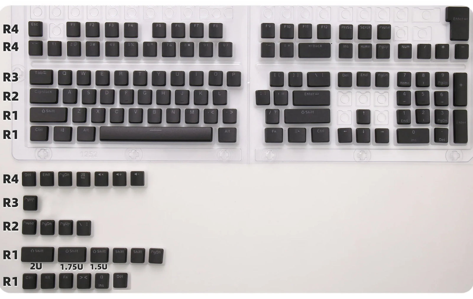 129 Keys Pudding Keycaps OEM Profile PBT Double Shot Keycap for Mx Switch Mechanical Keyboard ISO Layout RGB Backlit Key Caps