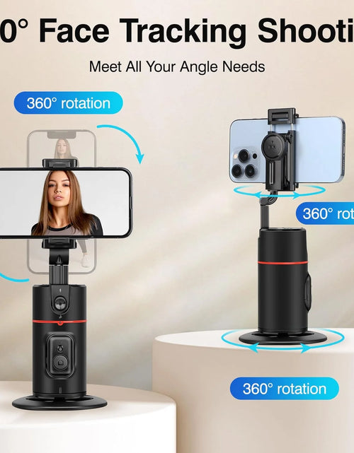 Load image into Gallery viewer, Auto Face Tracking Phone Holder Tripod, No App Required, 360° Rotation Smart Face Body Tracking Tripod Selfie Phone Camera Mount Cell Phone Stand for TIK Tok, Vlog, Live Streaming, Youtube Video
