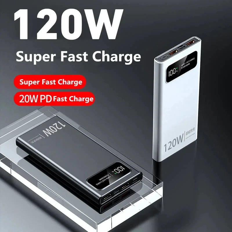 Lenove 120W Super Fast Charging Power Bank 200000Mah Ultralarge Capacity Digital Display Power Bank for Iphone External Battery