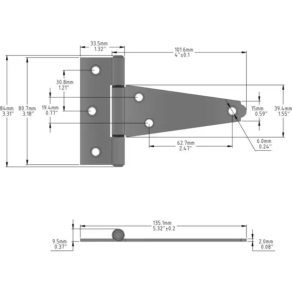 4 In. Stainless Steel Heavy-Duty Gate Tee Hinge