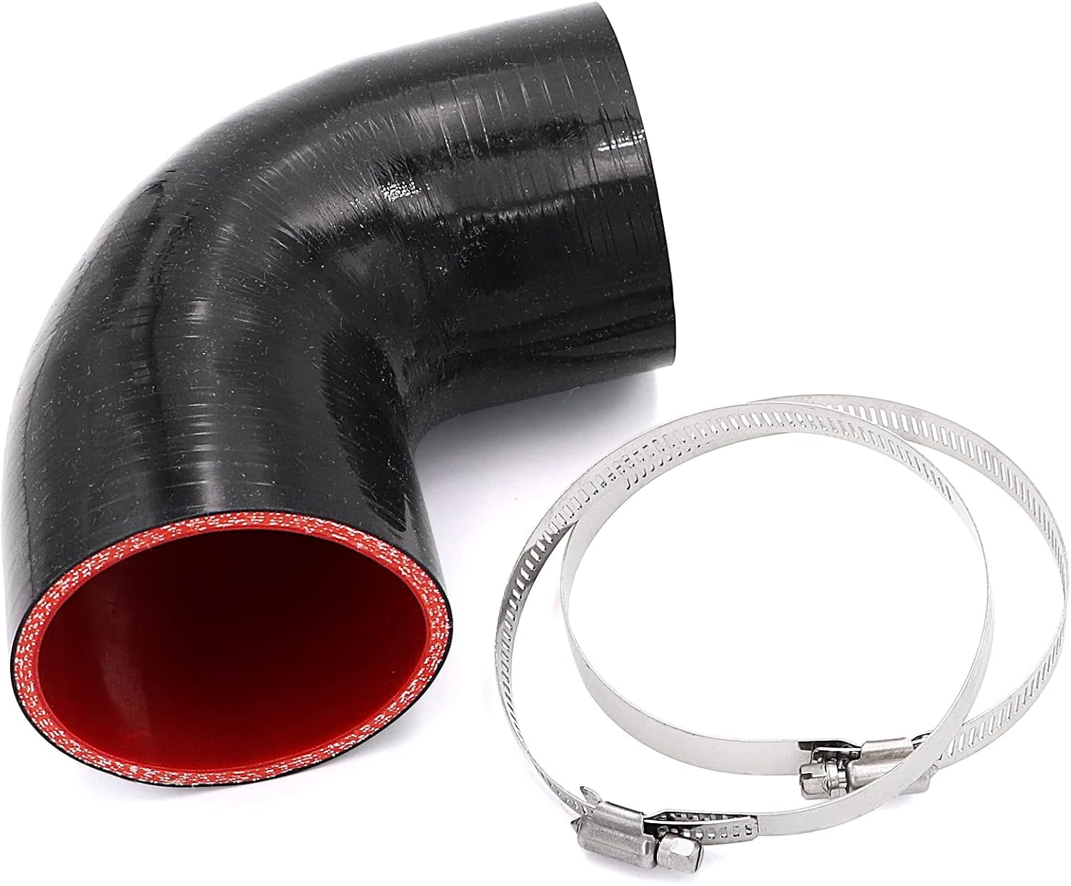 90 Degree 3 Inch(76Mm) Elbow Coupler Hose,Length 4-In(102Mm),4-Ply Reinforced with 2Pcs Clamps for Turbo/Intercooler/Intake Piping Coupler