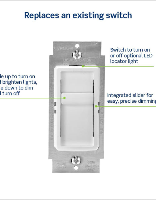 Load image into Gallery viewer, Sureslide Dimmer Switch for Dimmable LED, Halogen and Incandescent Bulbs, 6672-1LW, White
