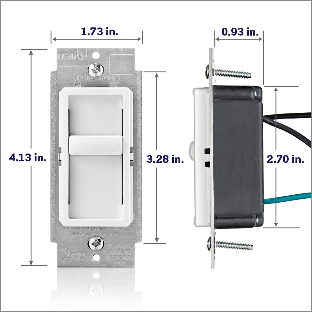 Sureslide Dimmer Switch for Dimmable LED, Halogen and Incandescent Bulbs, 6672-1LW, White