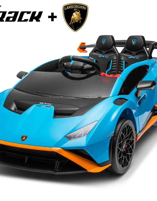 Load image into Gallery viewer, 24V Kids Ride on Car, Licensed Lamborghini STO Electric Car for Boys Girls, 2-Seater Ride on Drift Car with Remote Control, Music, 360° Spin, Max Speed 6Mph, Blue
