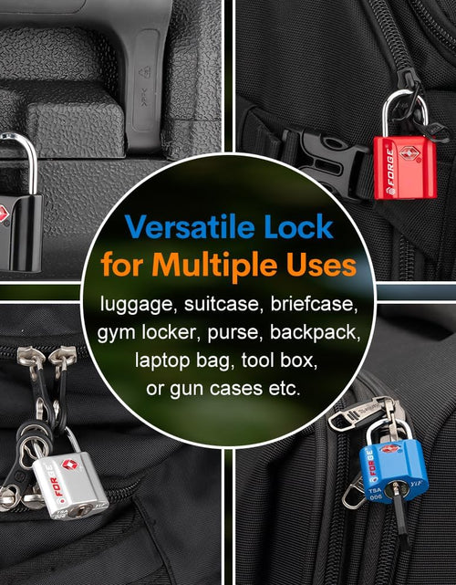 Load image into Gallery viewer, Orange 4 Pack TSA Approved Luggage Locks Ultra-Secure Dimple Key Travel Locks with Zinc Alloy Body
