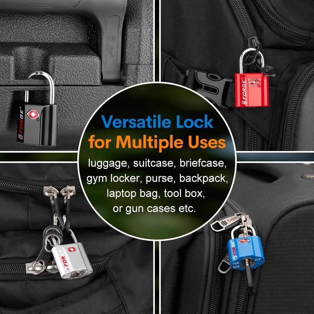 Orange 4 Pack TSA Approved Luggage Locks Ultra-Secure Dimple Key Travel Locks with Zinc Alloy Body