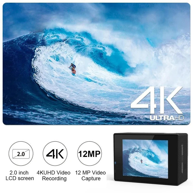 Ultra HD 4K Action Camera 1080P/30FPS Wifi 2.0-Inch 170D Underwater Waterproof Helmet Video Recording Go Cameras Sports Cam Pro