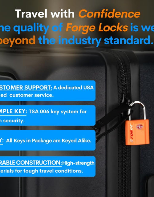 Load image into Gallery viewer, Orange 4 Pack TSA Approved Luggage Locks Ultra-Secure Dimple Key Travel Locks with Zinc Alloy Body
