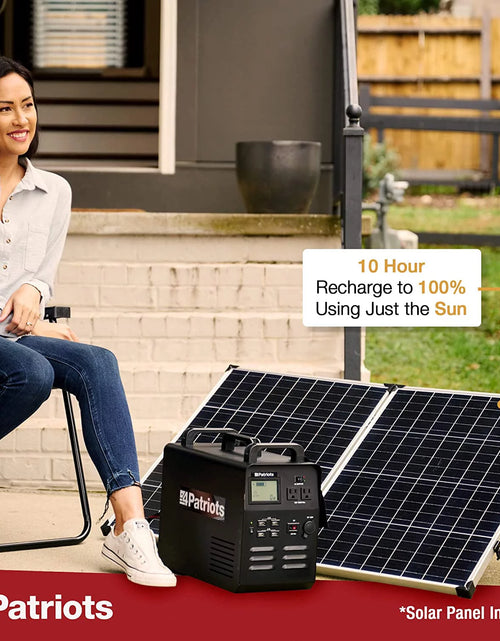 Load image into Gallery viewer, Patriot Power Generator - Fume-Free, Silent &amp; Safe Lithium-Iron-Phosphate Battery - 100-Watt Solar Panel Included- Reliable Power Source during an Outage - Quiet and Portable - 2,500 + Lifecycles
