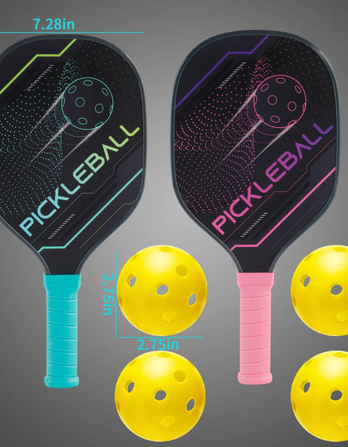 Load image into Gallery viewer, Pickleball Paddles Pickleball Set of 2 Paddles, 4 Indoor Outdoor Pickleball Balls, Pickleball Paddle Set of 2 Wood Pickleball Racket Pickleball Racquets Gifts for Men Women All Levels &amp; Ages
