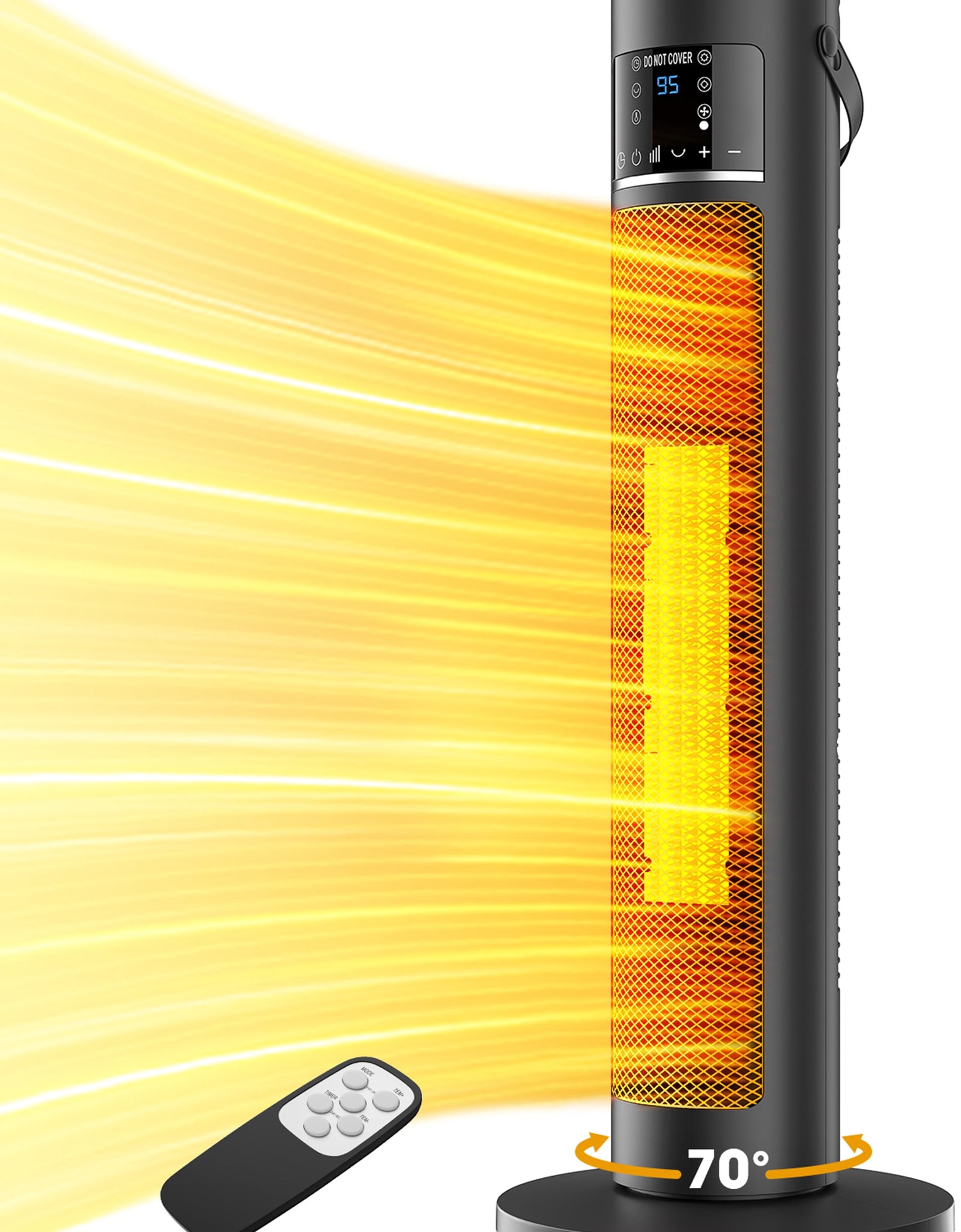 Space Heater for Indoor Use 1500W 26" Oscillating Electric Tower Electric Heater with Remote