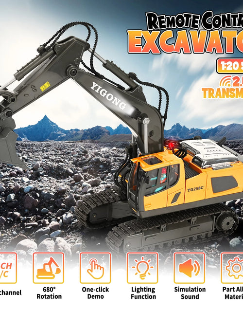 Load image into Gallery viewer, Remote Control Excavator,11 Channel RC Excavator Toys, Rechargeable Construction Vehicle Toys with Lights Sounds,Gifts for Kids 3-12 Years Old
