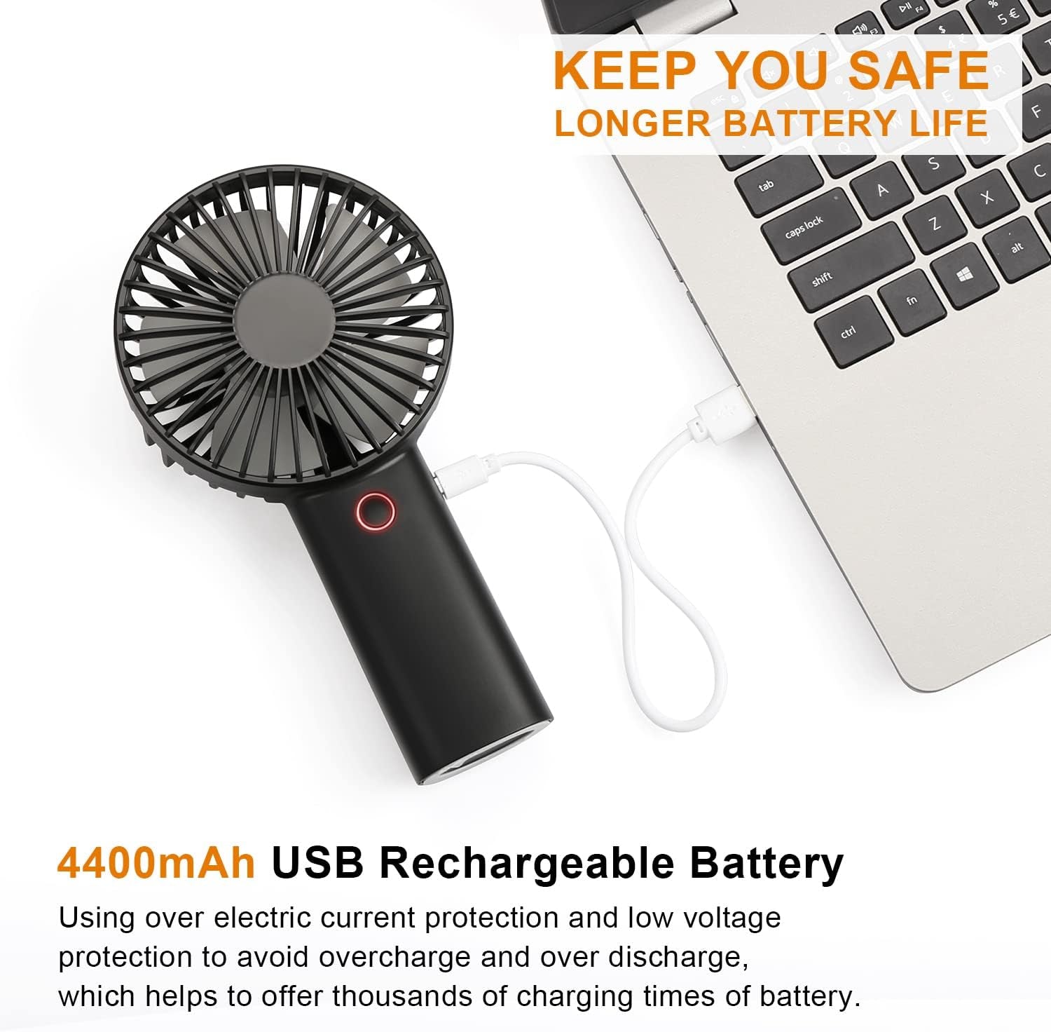 Portable Handheld Fan, 4000Mah Battery Operated Rechargeable Personal Fan, 6-15 Hours Working Time for Outdoor Activities, Summer Gift for Men Women