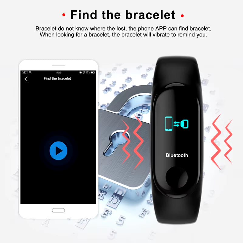 Wristwatch Fitness M3 Color Screen Smart Sport Bracelet Activity Running Tracker Heart Rate for Children Men Women Watch Hours