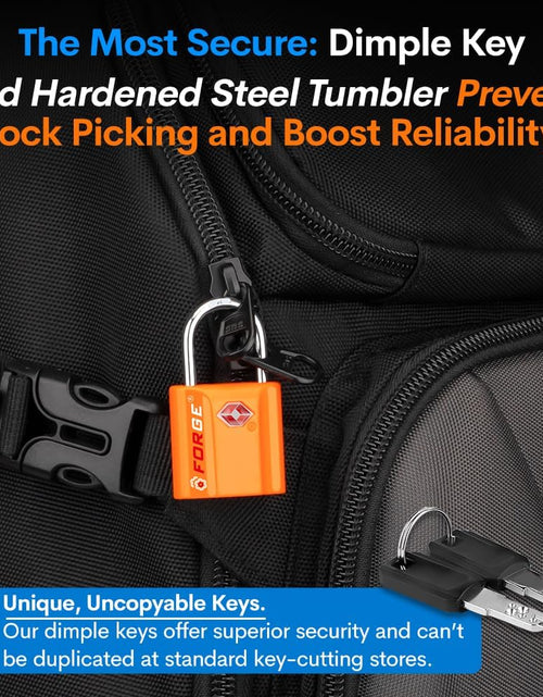 Load image into Gallery viewer, Orange 4 Pack TSA Approved Luggage Locks Ultra-Secure Dimple Key Travel Locks with Zinc Alloy Body
