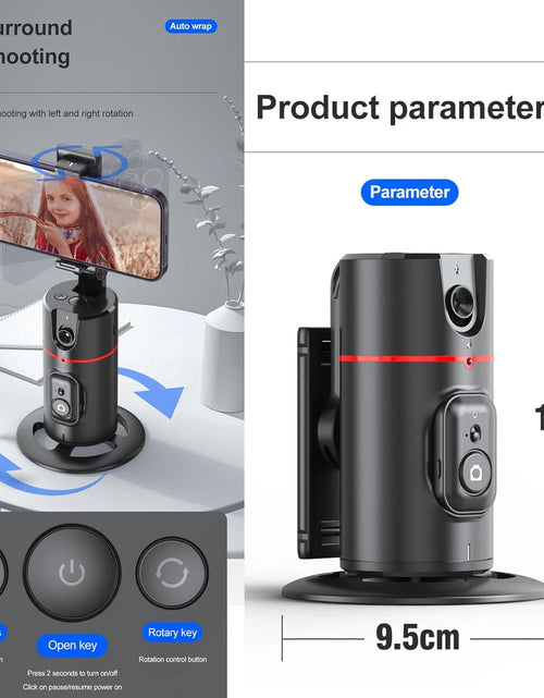 Load image into Gallery viewer, Auto Face Tracking Phone Holder Tripod, No App Required, 360° Rotation Smart Face Body Tracking Tripod Selfie Phone Camera Mount Cell Phone Stand for TIK Tok, Vlog, Live Streaming, Youtube Video
