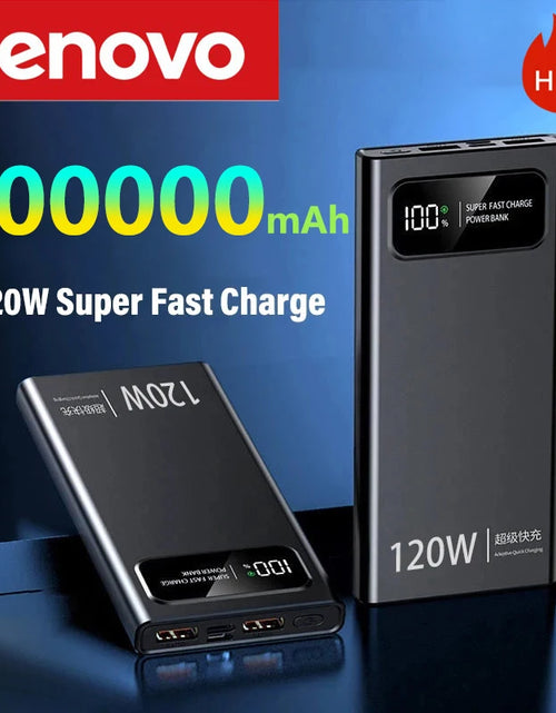 Load image into Gallery viewer, Lenove 120W Super Fast Charging Power Bank 200000Mah Ultralarge Capacity Digital Display Power Bank for Iphone External Battery
