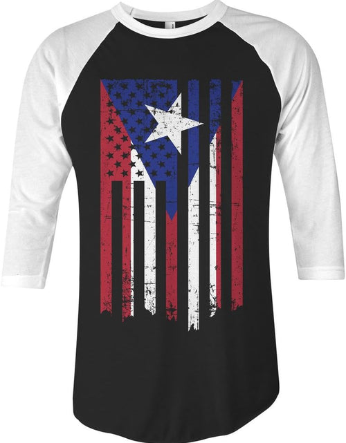 Load image into Gallery viewer, Puerto Rico American Flag Unisex Raglan T-Shirt
