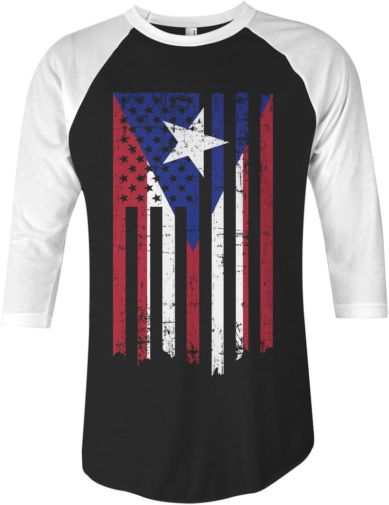 Puerto Rico American Flag Unisex Raglan T-Shirt